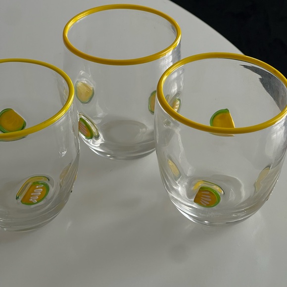 Artland Lemon Glasses Set of 3 Anthropologie Kitchen Barware - Picture 5 of 5